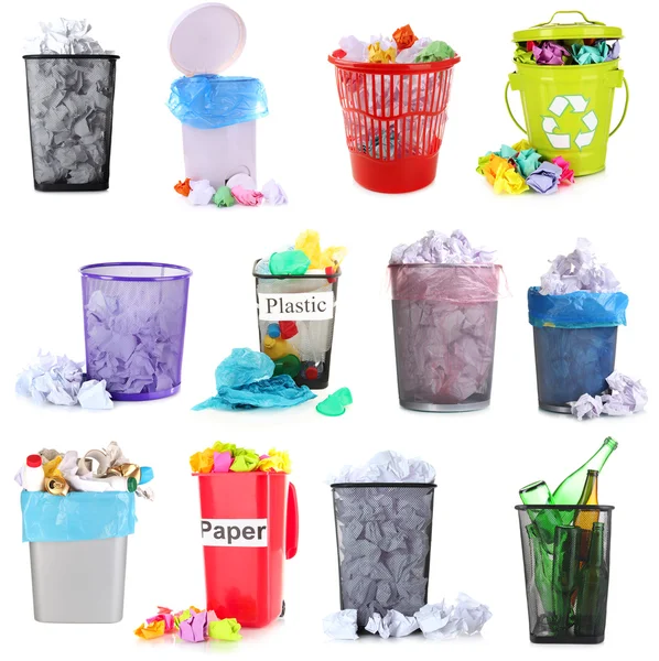 Collage of different garbage isolated on white — Stock Photo, Image