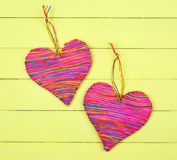 Decorative heart on wooden background — Stock Photo, Image