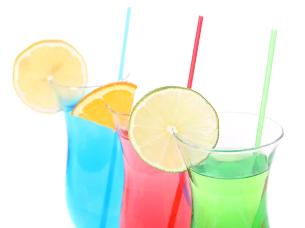 Glasses of cocktails isolated on white — Stock Photo, Image