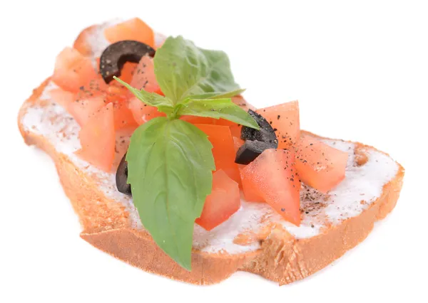 Deliciosa bruschetta con tomates aislados en blanco — Foto de Stock