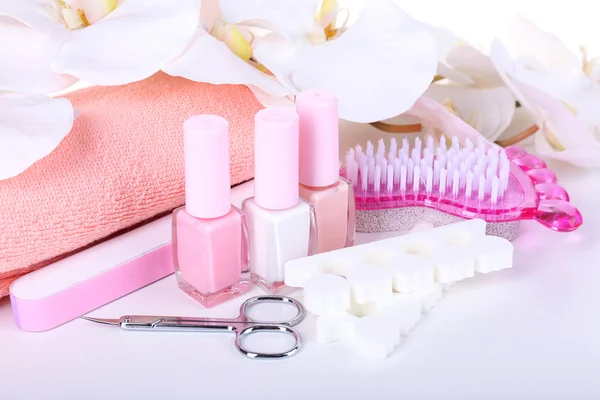 Conjunto de pedicure isolado em branco — Fotografia de Stock