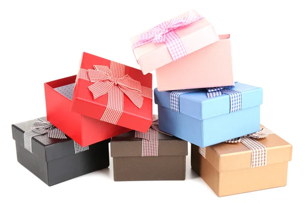 Gift boxes isolated on white — Stock Photo, Image