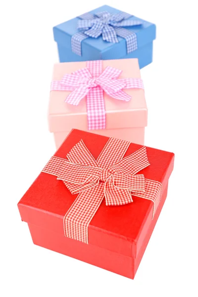 Gift boxes isolated on white — Stock Photo, Image