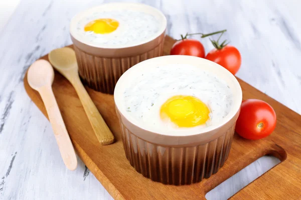 Bakade ägg på nära håll — Stockfoto