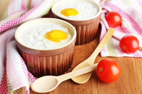 Baked eggs close up — Stock Photo, Image