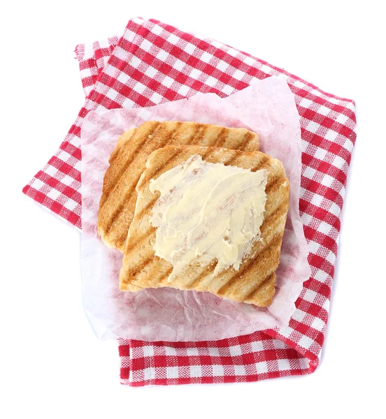 Pan a la parrilla con mantequilla, aislado sobre blanco —  Fotos de Stock