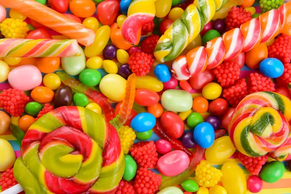 異なるカラフルな果物お菓子のクローズ アップ — ストック写真