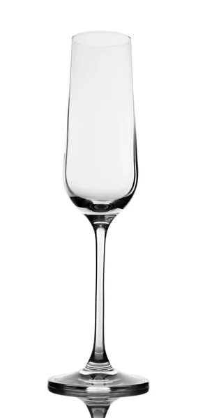 Verre à champagne vide, isolé sur blanc — Photo