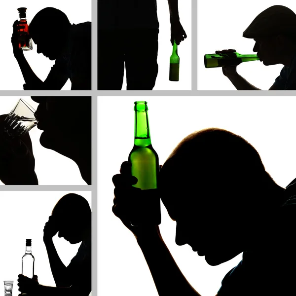 Κολάζ του αλκοολισμού close-up — Φωτογραφία Αρχείου