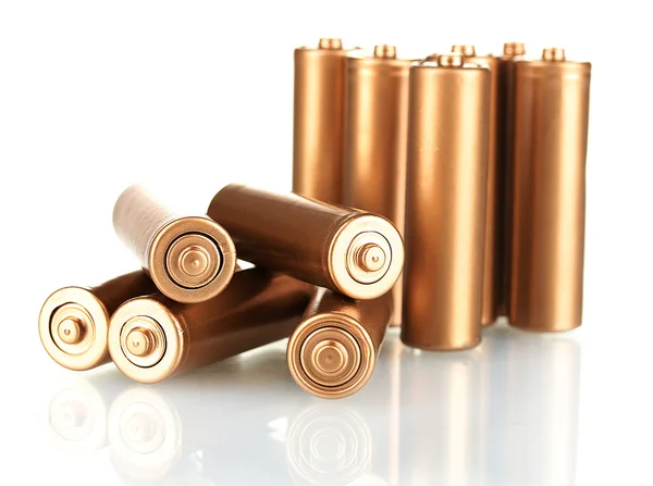 Golden batteries isolated on white — Stock Photo, Image