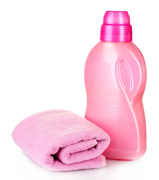 Towel and cleaning isolated on white — Stock Photo, Image