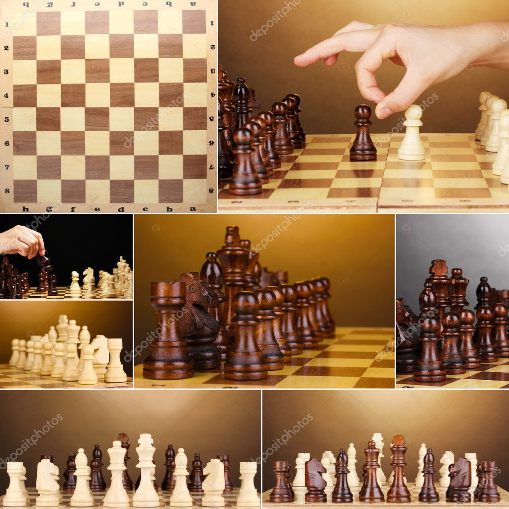Collage of chess game — Stock Photo © belchonock 41337969