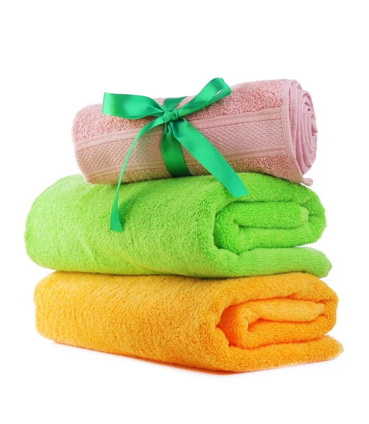 Colorful towels isolated on white — Stock Photo, Image