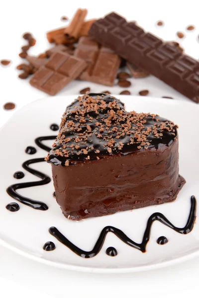 Édes sütemény, csokoládé, a lemez közelről — Stock Fotó