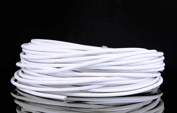 White cable on black background — Stock Photo, Image