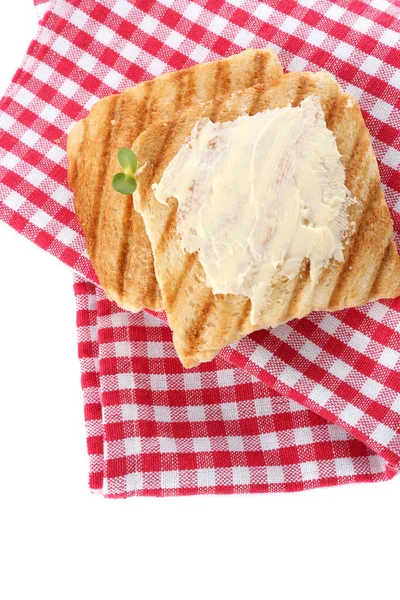 Ψητό ψωμί με βούτυρο, που απομονώνονται σε λευκό — Φωτογραφία Αρχείου