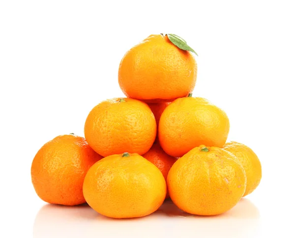 Ripe sweet tangerines, isolated on white — Stock Photo, Image