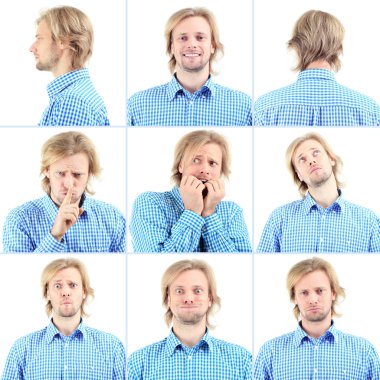 duygusal yakışıklı beyaz izole kolaj