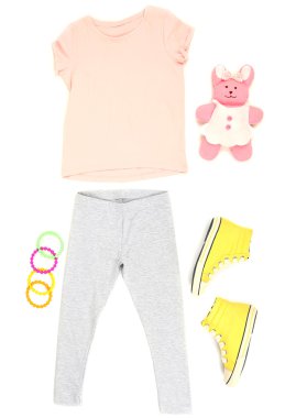 küçük kız, beyaz izole için güzel elbiseler