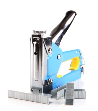 İnşaat zımba ve üzerinde beyaz izole zımba