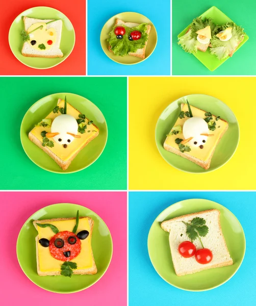 Collage of fun food for kids — Stock Photo, Image