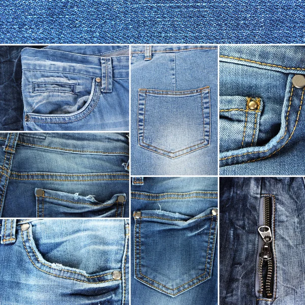 Collage of jeans close-up — Stock Photo, Image