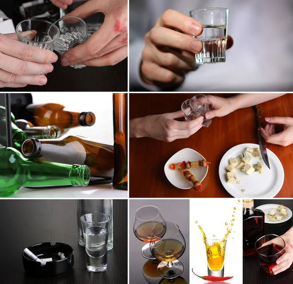 Collage van alcoholisme close-up — Stockfoto