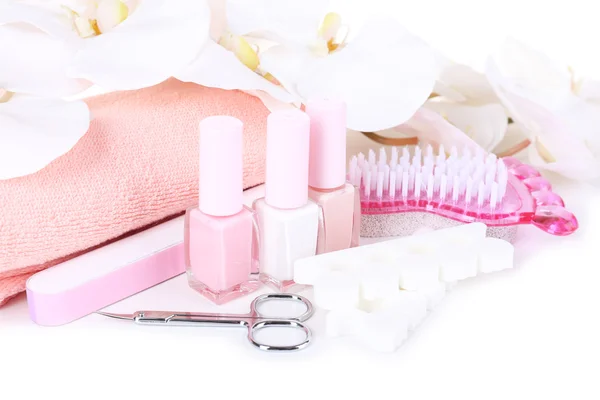 Conjunto de pedicure isolado em branco — Fotografia de Stock