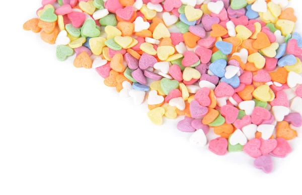 Colorful candy-hearts isolated on white — Stock Photo, Image