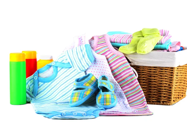 Pile of baby clothes isolated on white — Stock Photo, Image