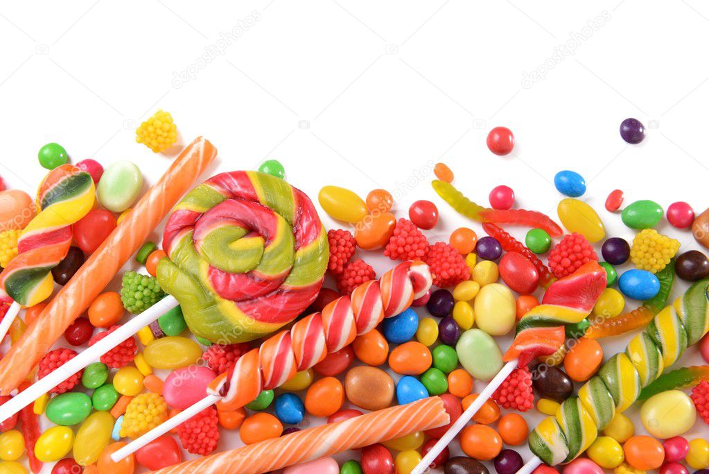 Different colorful fruit candy close-up