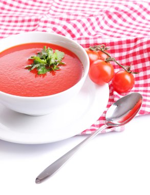 domates çorbası, üzerinde beyaz izole