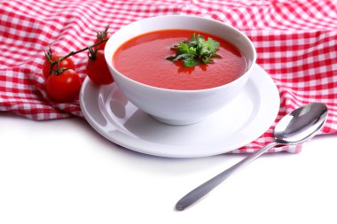 domates çorbası, üzerinde beyaz izole