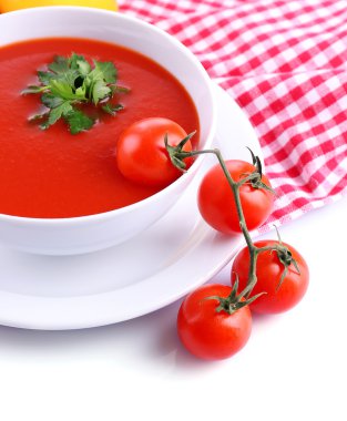 domates çorbası, üzerinde beyaz izole
