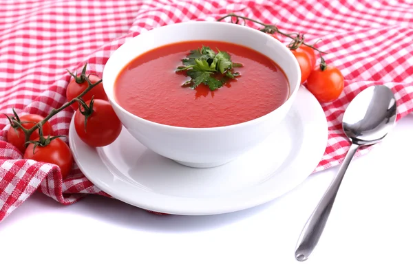 Smakrik tomatsoppa, isolerad på vit — Stockfoto