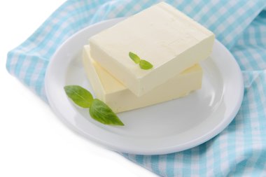 tabakta üzerine beyaz izole lezzetli tereyağı