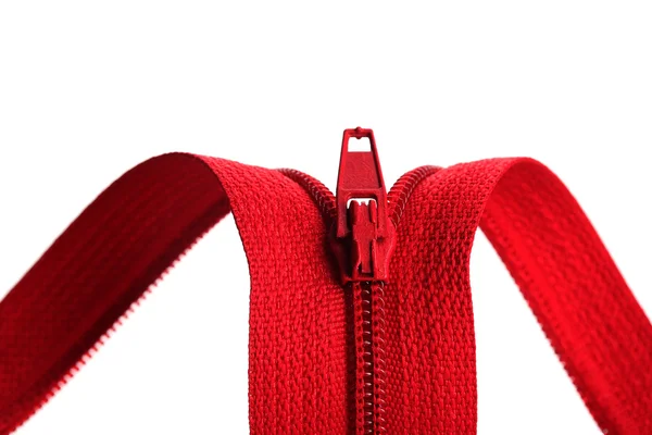 Red zipper isolated on white — Stock Photo, Image