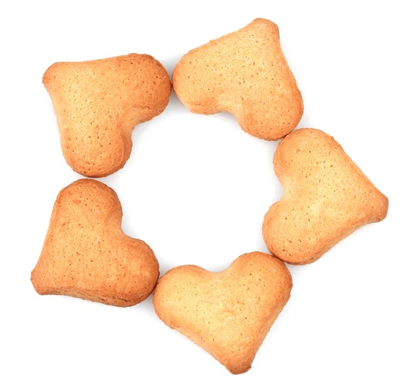 Печенье в форме сердца, изолированное на белом — стоковое фото