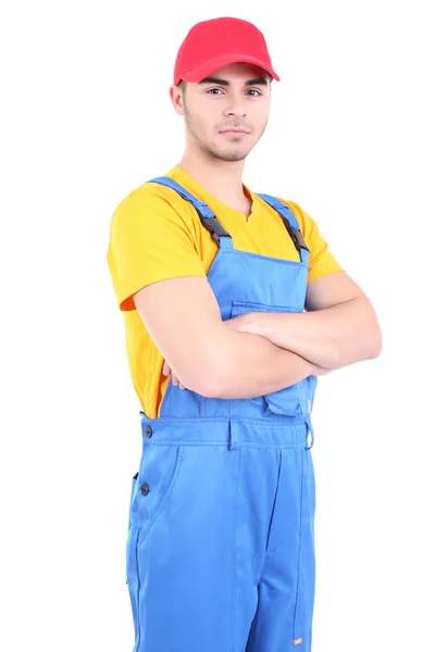 Trabajador masculino aislado en blanco — Foto de Stock