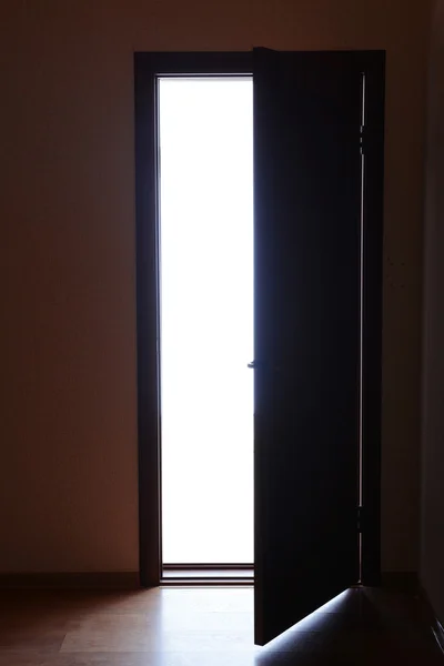 Открытая дверь с ярким светом снаружи — стоковое фото