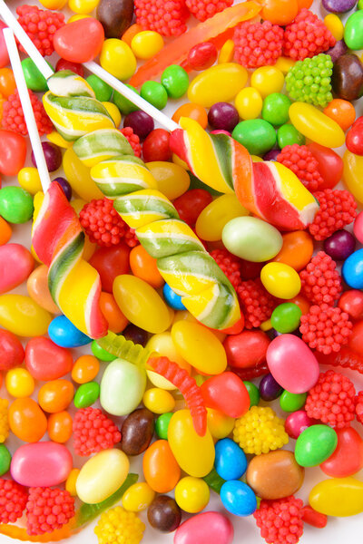 Different colorful fruit candy close-up