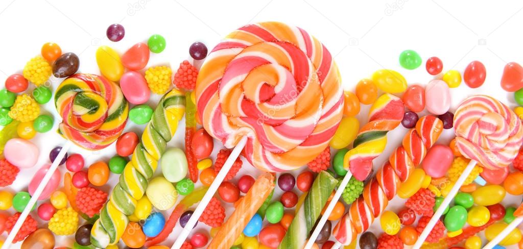 different colorful fruit candy close-up