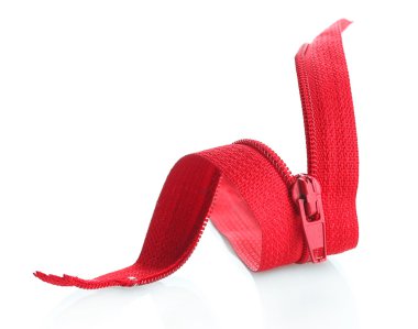 beyaz izole kırmızı fermuar