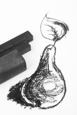 siyah üzerine beyaz izole charcoals çizim