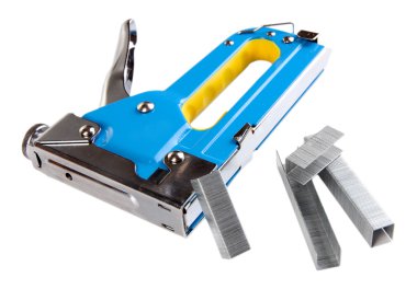 İnşaat zımba ve üzerinde beyaz izole zımba