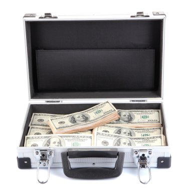 para ve silah, üzerinde beyaz izole