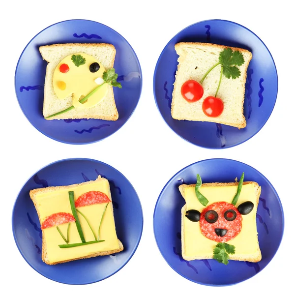 Collage av rolig mat för barn — Stockfoto