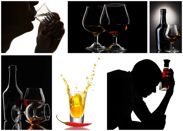 Collage of alcoholism close-up — Stock Photo, Image