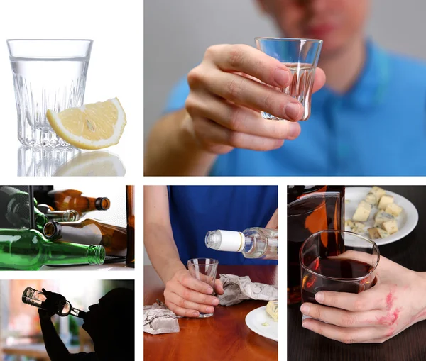 Collage de alcoholismo de cerca — Foto de Stock