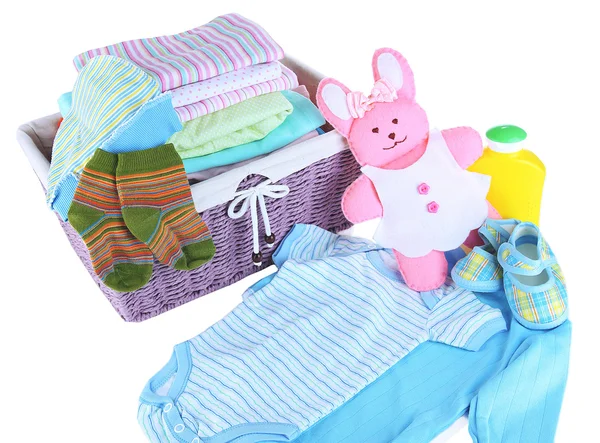 Pile of baby clothes isolated on white — Stock Photo, Image